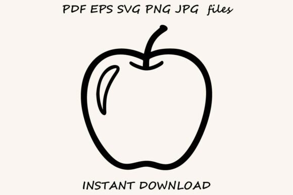 Apple Outline – School Fruit Clipart