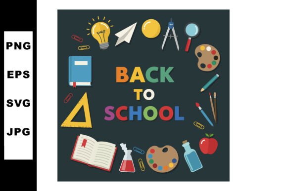 Back to School Colorful Education Suppli Graphics and Illustrations