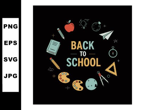 Back to School Education Supplies Circle Graphics
