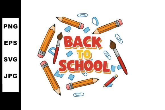 Back to School Text with Pencils Paintbr