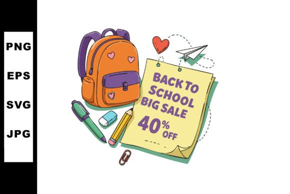 Backpack with School Supplies: Graphics and Illustrations