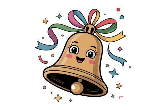 Bell Ribbon Cheerful Expression Clipart: Graphics & Illustrations
