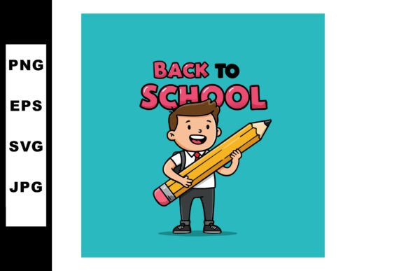 Boy Holding Oversized Pencil Graphics and Illustrations