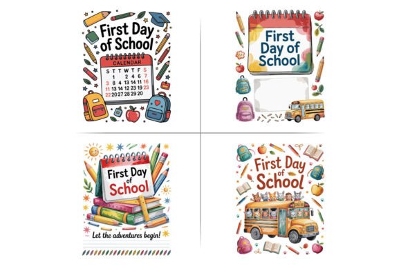 Calendar Page First Day School Clipart Graphics