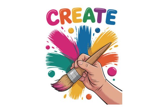Child’s Hand Paintbrush Color Clipart: Graphics for Creative Branding