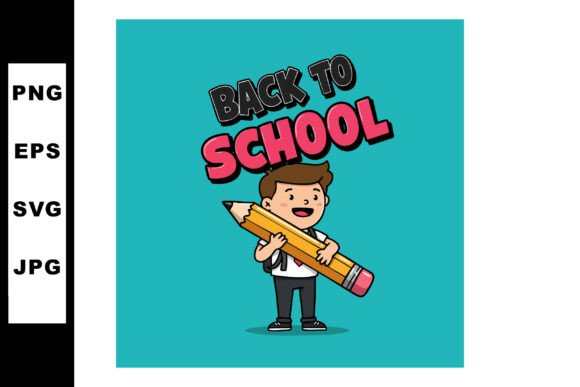 Cute Boy Holding Large Pencil Back to Sc Graphics