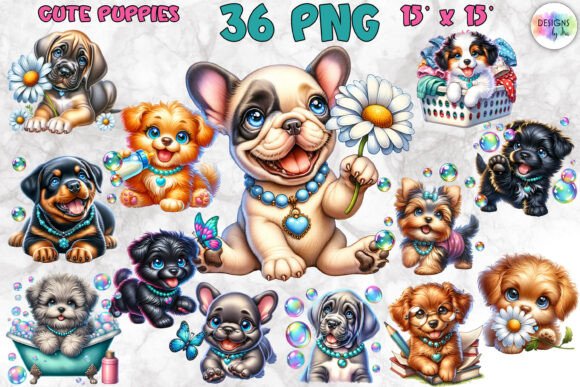 Cute Puppy Clipart Bundle, Dog Lover PNG