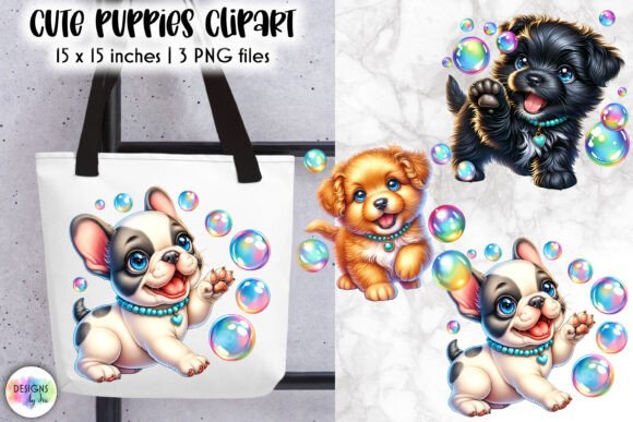 Cute Puppy Clipart: Graphics for Dog Lover Print