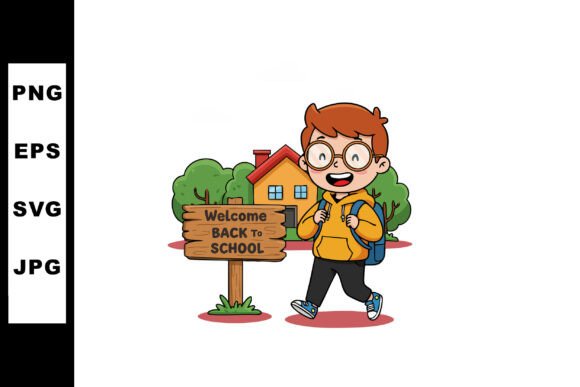 Happy Schoolboy Illustration for Graphics and Illustrations