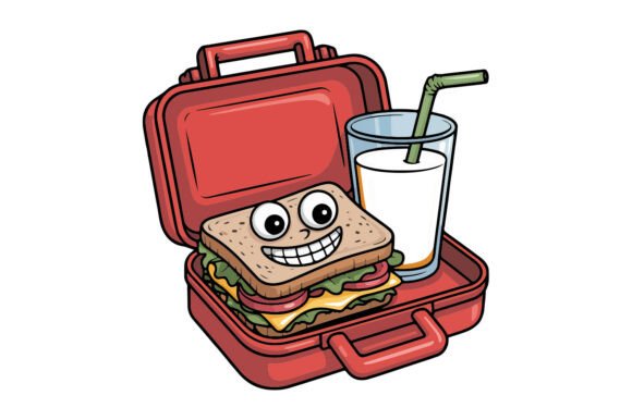 Lunchbox Happy Sandwich Juice Clipart: Graphics & Illustrations