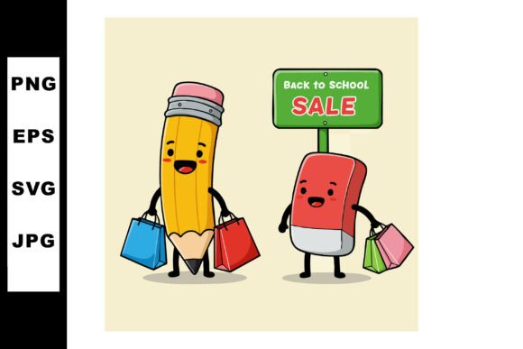 Pencil and Eraser Shopping Bags Graphics