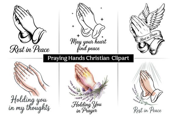 Praying Hands Christian Clipart Design: Graphics and Illustrations for Faith-Based Projects
