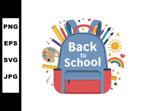 School Backpack with Stationery and Educ Graphics
