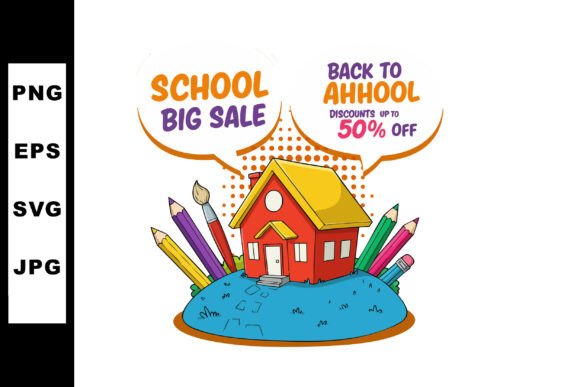 School House with Colorful Pencils Back Graphics