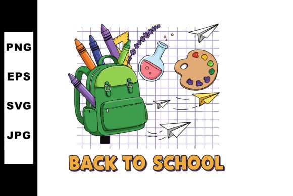 School Supplies Backpack Illustration for Graphics Projects