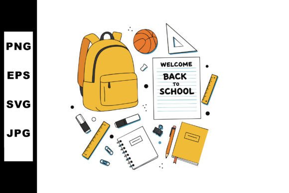 School Supplies Backpack Notebook Ruler Graphics