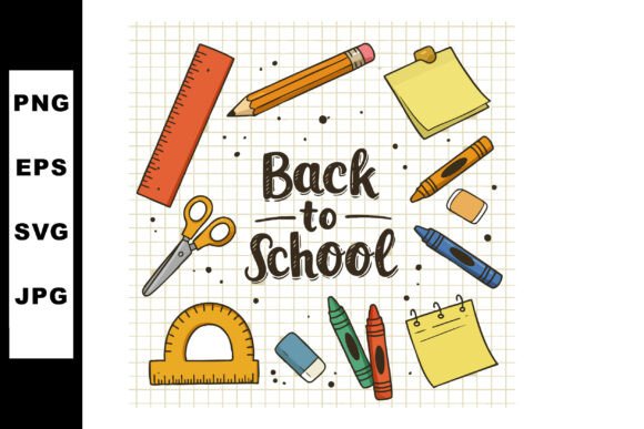 School Supplies Vector Illustration with Graphics