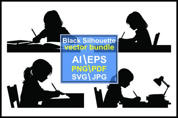 Silhouettes of Girls Studying at Desks: Graphics for Local Branding