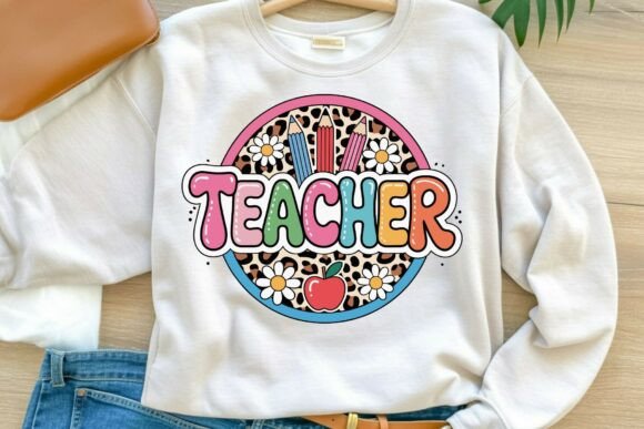 Teacher Leopard Print Daisy SVG PNG Graphics
