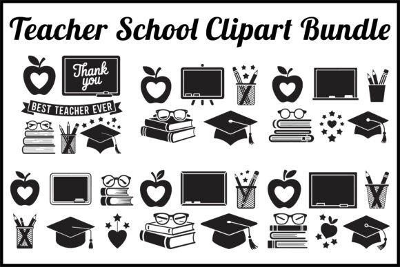 Teacher School Icon Clipart Set Graphics