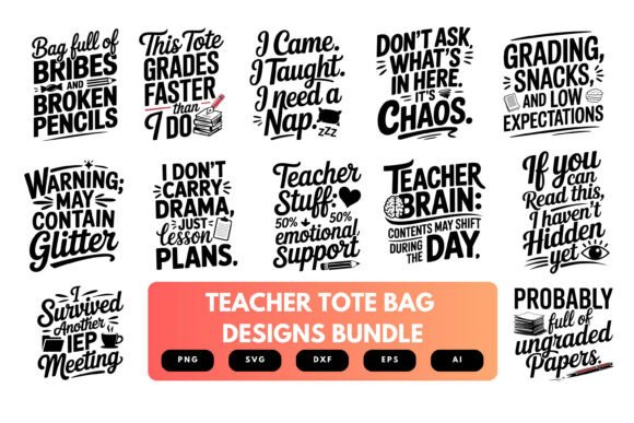 Teacher Tote Bag SVG Bundle