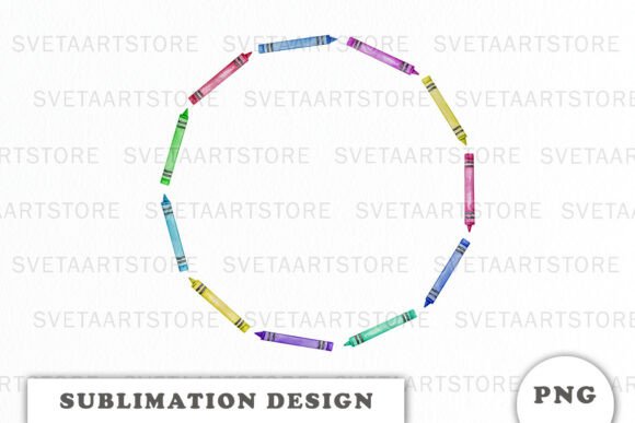 Watercolor Colorful Crayons Frame Png: Graphics and Illustrations for Creative Projects