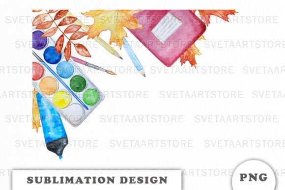 Watercolor School Supplies Frame Png: Graphics for Creative Projects